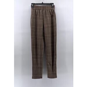 CLASSIC CONCEPTS Women's Brown Plaid Pull-On Pants SZ S